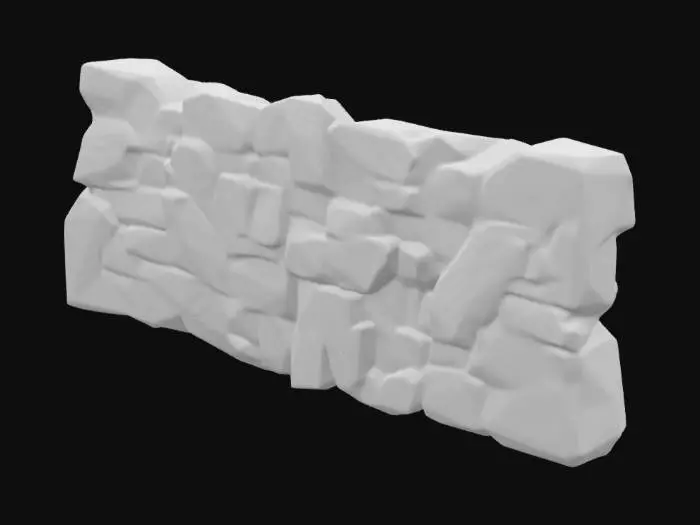3D model for big wide brick wall with a relief of a stylish graffiti tag on it