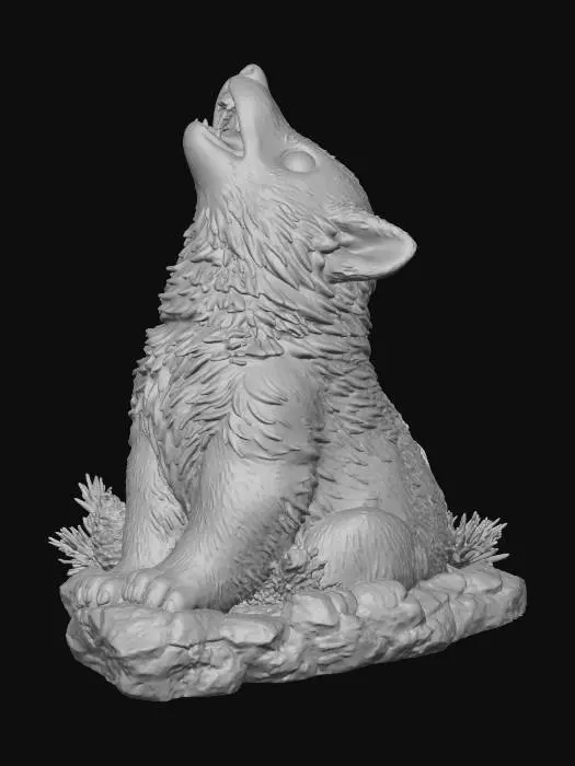 3D model for Howling Pup on Rock