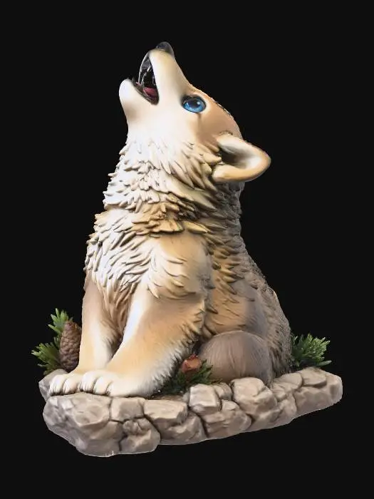 3D model for Howling Pup on Rock