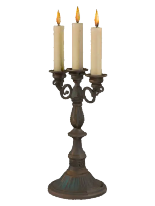 Тройной подсвечник в средневековом стиле, изготовленный из темного,… - Candleholder 3D model, vytvořený pomocí AI