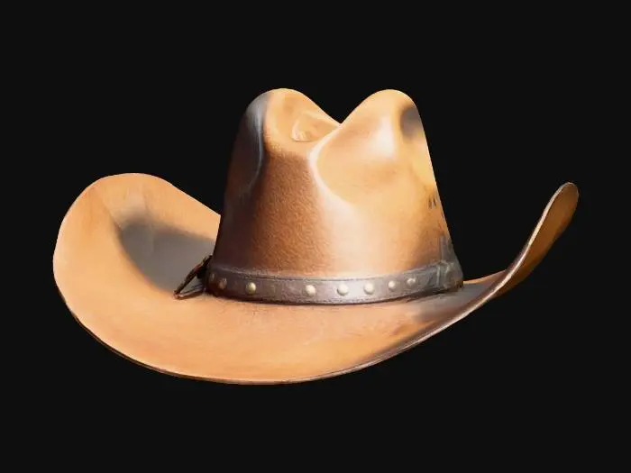 3D model for Create a cowboy hat. Make it detailed, make sure the proportions are correct and that there are no visible artifacts.