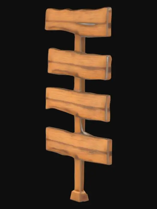 3D model for Wooden Signpost, #SketchTo3D#