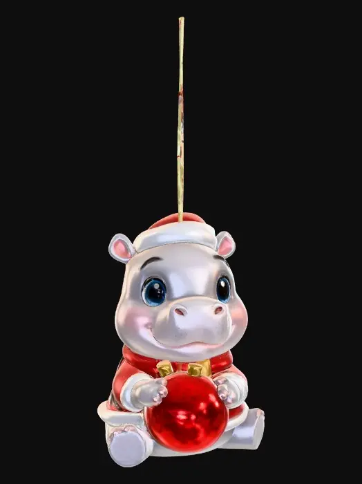 3D model for Festive Hippo Ornament, #Christmas2025#
