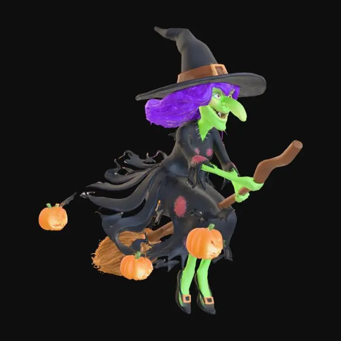 3D model for Halloween heks op een bezemsteel, #Halloween2025#