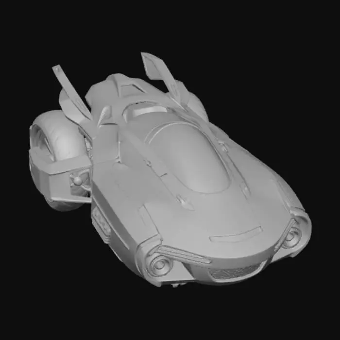 3D model for Futuristic cyberpunk hoverbike, glowing neon blue and pink light strips, sleek matte black carbon fiber hull, antigravity thrusters on bottom, aerodynamic cowling, digital dashboard, Akira style, high speed design, detailed mechanical parts, 4k texture, unreal engine 5 render style.