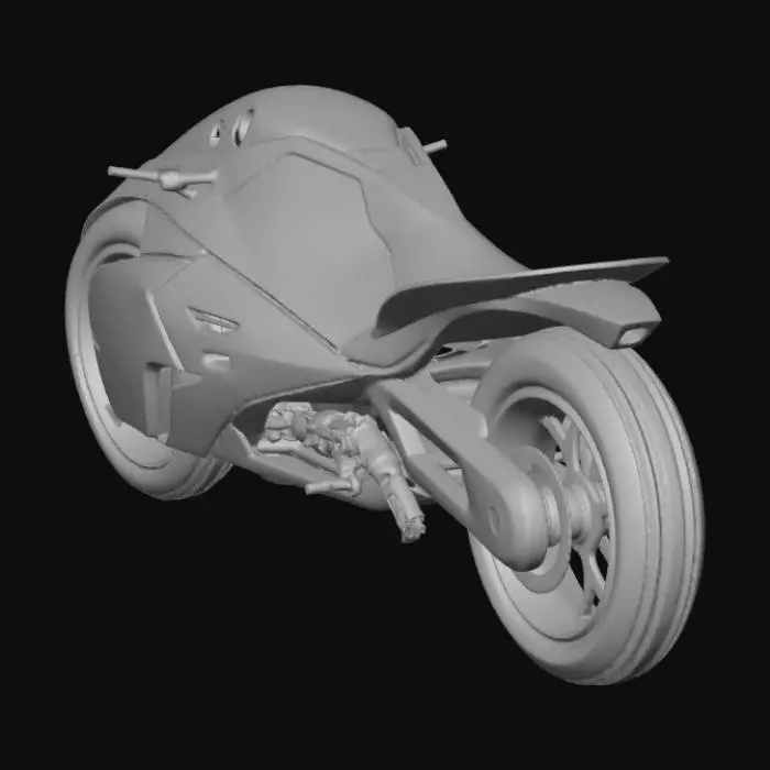 3D model for Futuristic cyberpunk hoverbike, glowing neon blue and pink light strips, sleek matte black carbon fiber hull, antigravity thrusters on bottom, aerodynamic cowling, digital dashboard, Akira style, high speed design, detailed mechanical parts, 4k texture, unreal engine 5 render style.