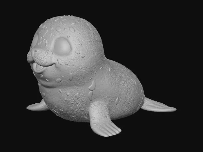 3D model for ein baby seehund. mit grossen niedlichen kulleraugen. der körper ist kompakt aber auch sehr detailgetreu. es ist ein sehr freundliches tier mit einem bezauberndem lächeln. die figur ist leicht zu drucken im 3d drucker