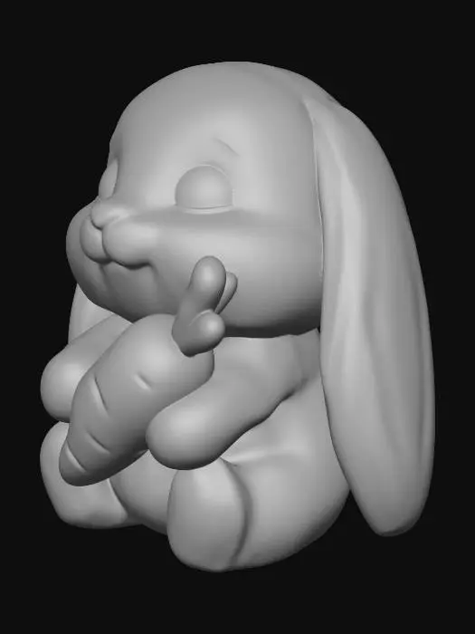 3D model for Pink Plush Bunny with Carrot