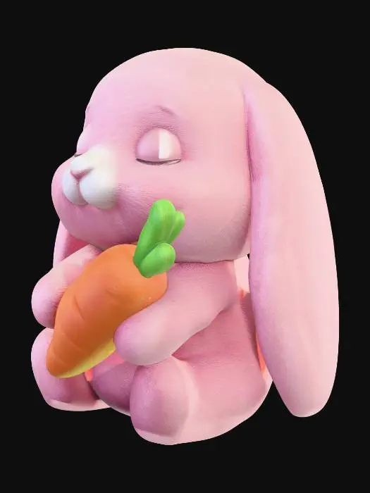 3D model for Pink Plush Bunny with Carrot