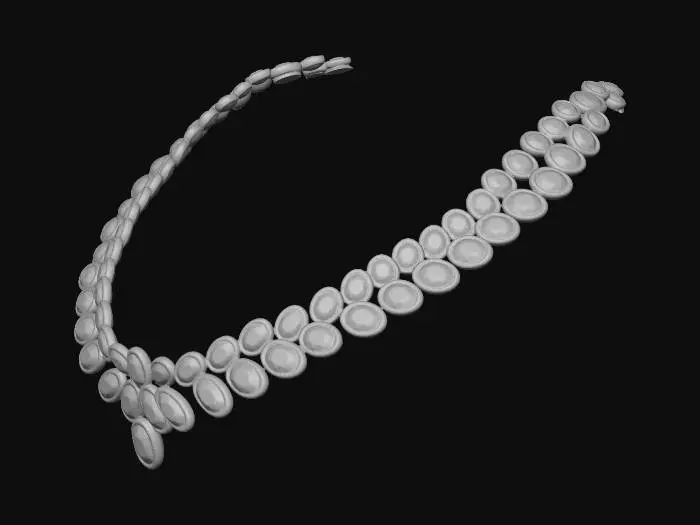 3D model for Blue Sapphire Diamond Halo Necklace