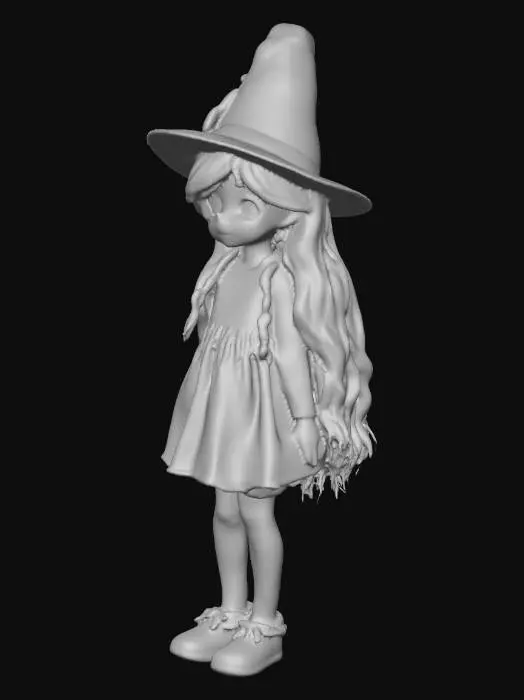 3D model for Creame un personaje infantil, con dunción didáctica, basado en el cuento "Estelina, la Hechicera de Luz" de la editorial Babidibú.. Tiene que ser una hechicera rubia, con aspecto de niña, el pelo largo, y ropa acorde a su personaje. Tiene apariencia amable y amigable, es tierna y dulce.
