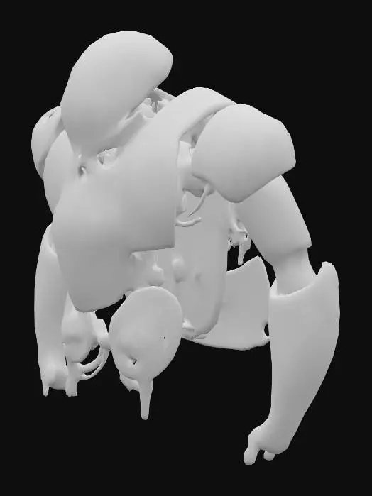 3D model for glossy white polymer shell, brushed rose-gold metal joints