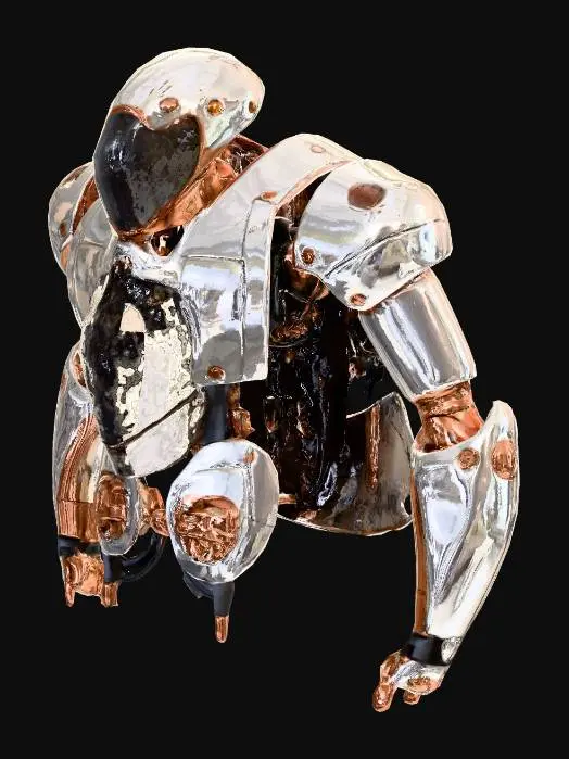 3D model for glossy white polymer shell, brushed rose-gold metal joints