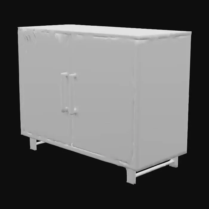 3D model for Modern wooden cupboard, two swing doors, simple rectangular body, no visible hardware
