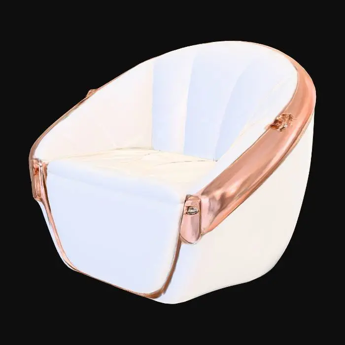 3D model for glossy white polymer shell, brushed rose-gold metal joints