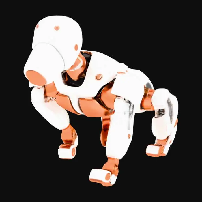 3D model for glossy white polymer shell, brushed rose-gold metal joints