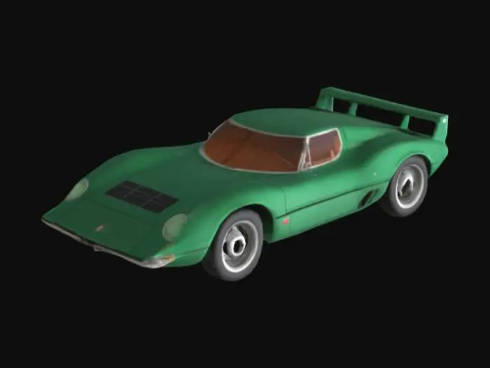 3D model for 1968 Alfa Romeo Carabo, detailed, realistic, chromatic green