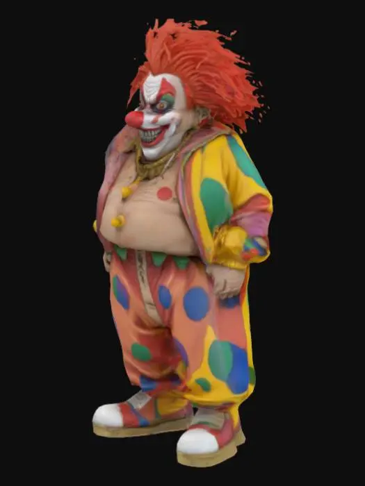 3D model for Figure based on the fat Clown Gang Leader from Akira anime, intricate, detailed, fat, anime style, 