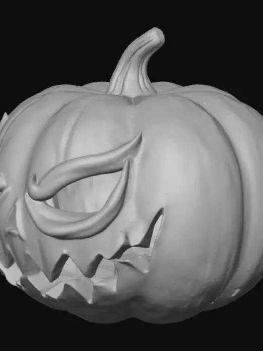 3D model for JACK O'LANTERN in a Tim Burton' style, fire in his pumpkin head, long scythe on his hand, scary, frightful, haunting pose, detailed, like Ghost Rider #Halloween2025#
