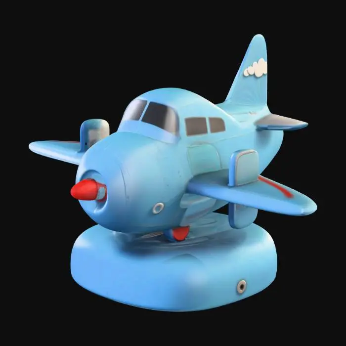3D model for Crea un bottone con sopraun aereo stilizzato tipo cartoon per bimbo