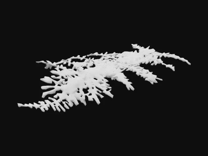 3D model for A drooping, silver-green fern with fronds that shimmer faintly under moonlight. Tiny white speckles along each frond resemble constellations.