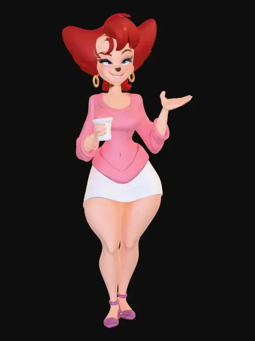 3D model for Character in Pink Outfit