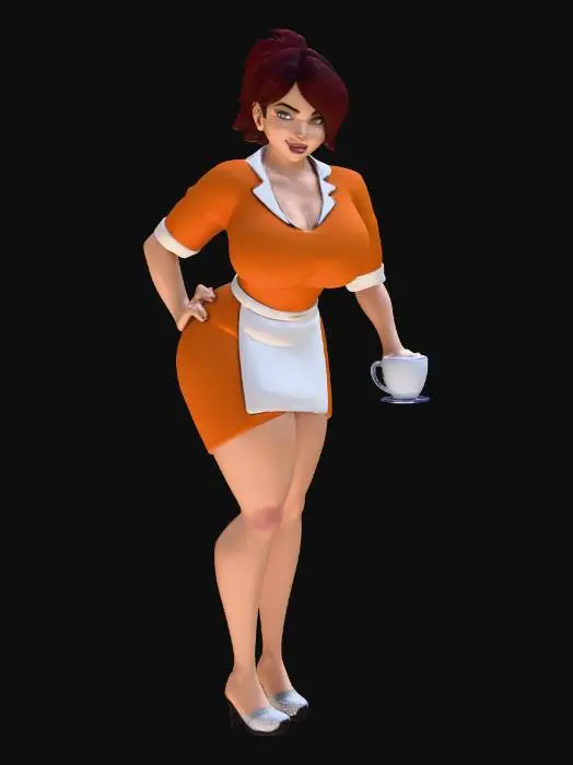 3D model for Waitress in Orange