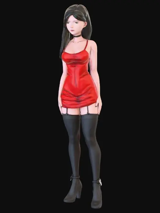 3D model for Lady in Red Dress