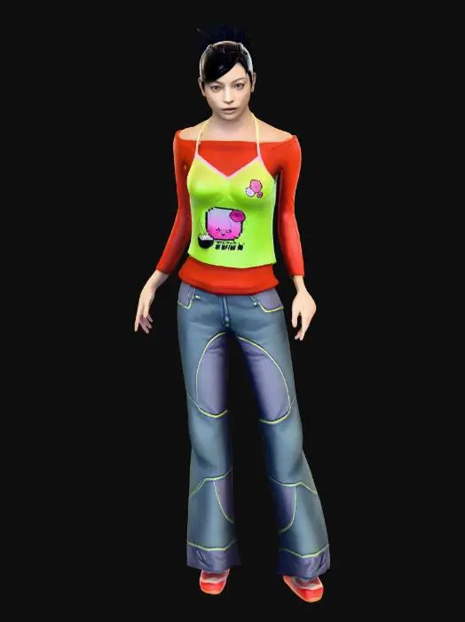 3D model for Neon Hibiscus Streetwear