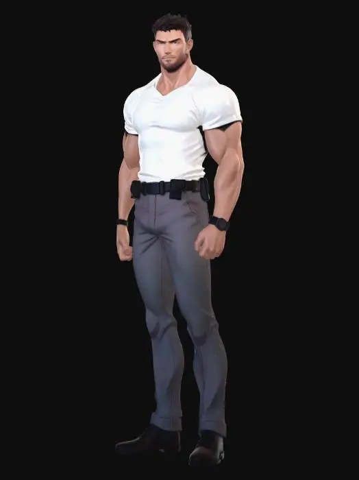 3D model for White Tee Warrior