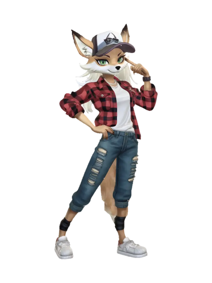 Flannel Fox - Whiskers 3D model, vytvořený pomocí AI