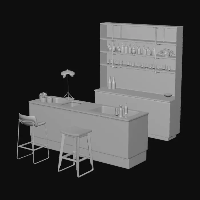 3D model for Elegant Home Bar