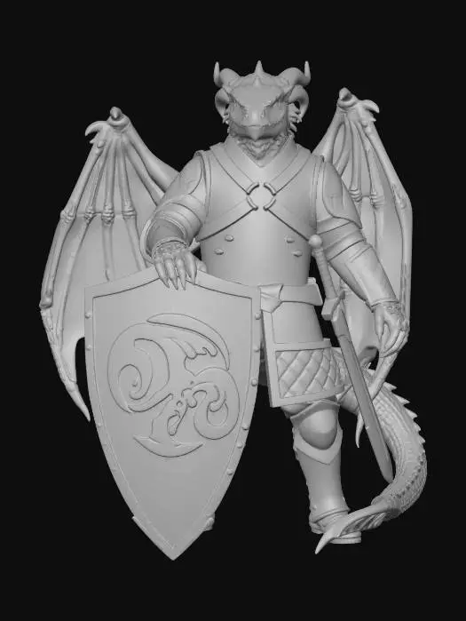 3D model for Crimson Dragonborn Fighter Bastigon DnD