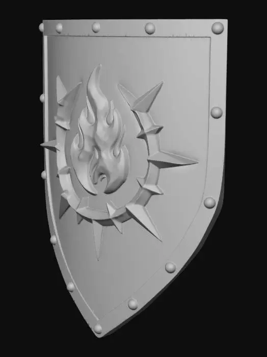 3D model for Fiery Emblem Shield with a vertical handle in the back