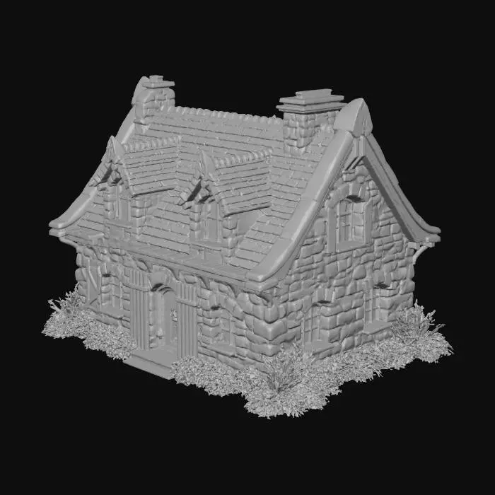 3D model for A large small stone house with 4 bedrooms in the style of DnD