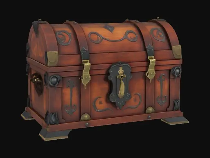3D model for elegant bloodborne 18th century pirate chest with moulding