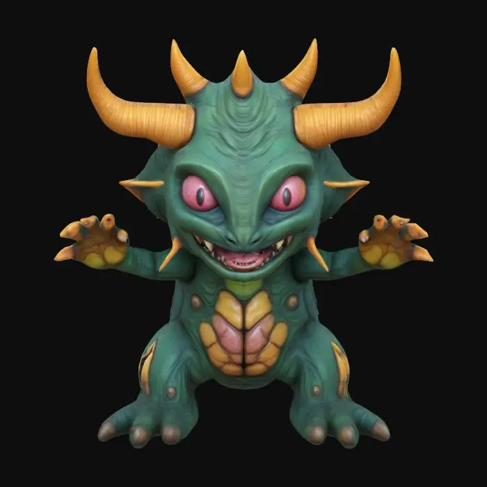 3D model for Godly storm larva wild and menacing, incomplete, evolving to a beast from it's former body. Realistic monstrosity on a fallen tree trunk with visible claw marks