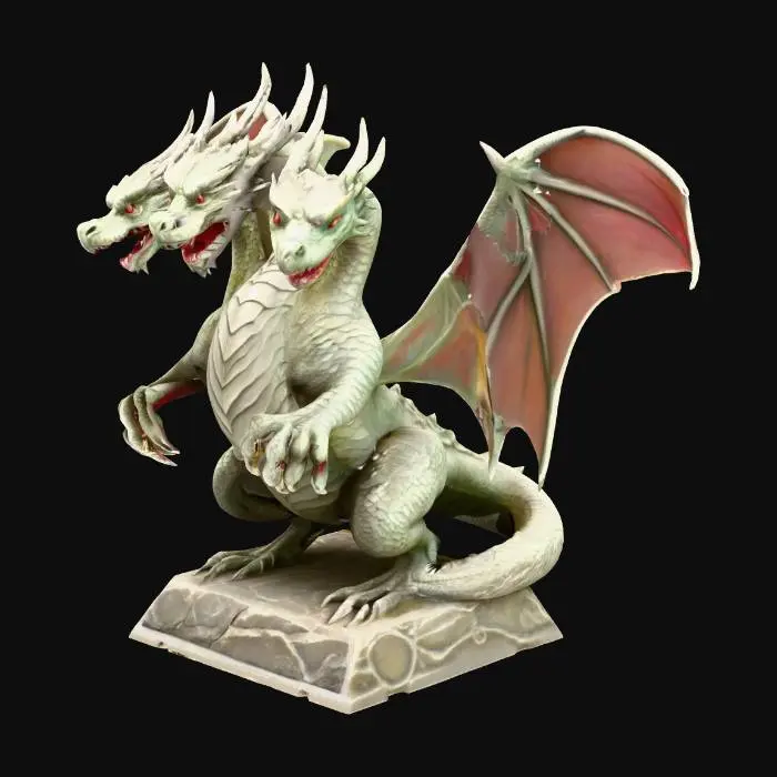 3D model for three headed dragon on a stone base