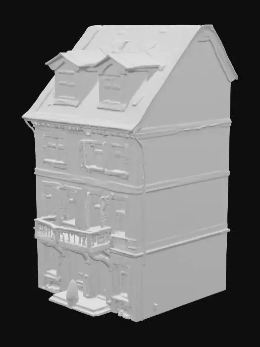 3D model for A single family house with 2 stories and a balcony, european style, dormer roof