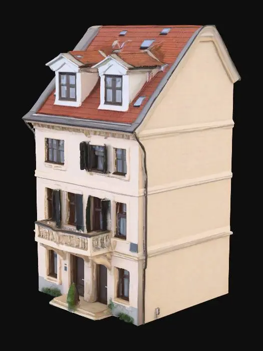 3D model for A single family house with 2 stories and a balcony, european style, dormer roof