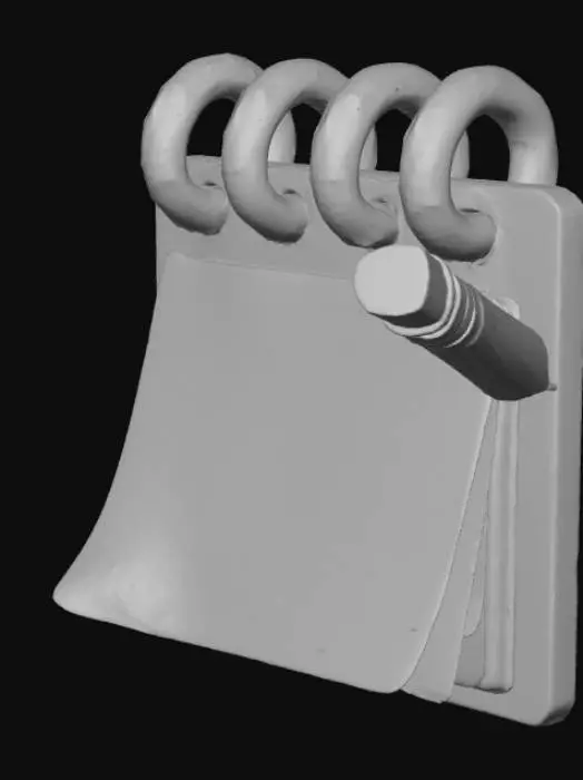 3D model for Notebook and Pencil Illustration