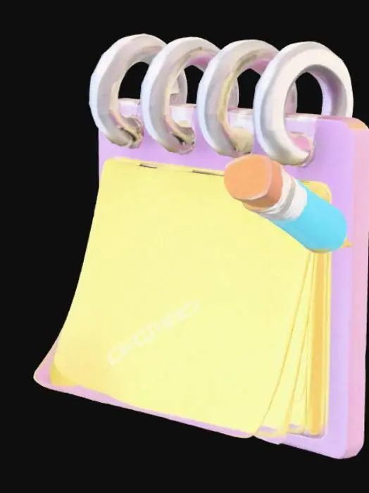 3D model for Notebook and Pencil Illustration