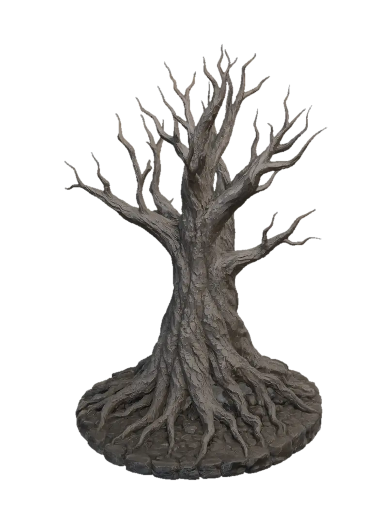 Oak Tree 3D Print Model - Bark 3D model, vytvořený pomocí AI