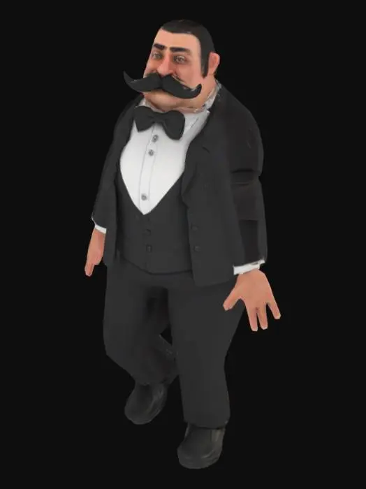 3D model for a fancy butler T-posing whit a fancy mustache
