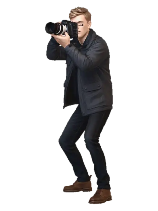Modelo 3D de Focused Photographer in Action, gerado por IA