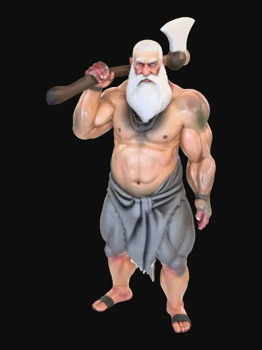 3D model for Axe Warrior Sketch