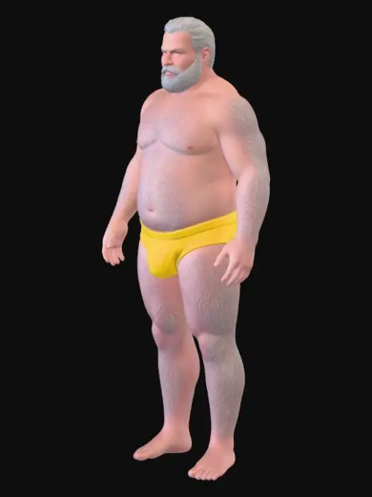3D model for Bearded Strongman in Yellow Briefs