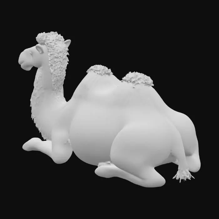 3D model for high resolution 3D model of a resting camel, realistic textures