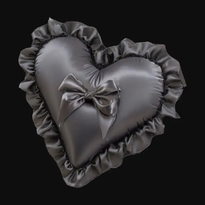 3D model for Velvet Noir Heart Pillow