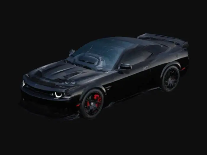 3D model for 2021 Dodge GTT V12 high-performance supercar designed by San Daemon Customs. Black colored body